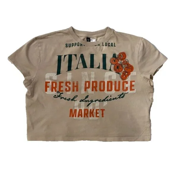 NWOT Divided H & M Women's Cropped Top Fresh Produce Size Medium - Picture 2 of 8